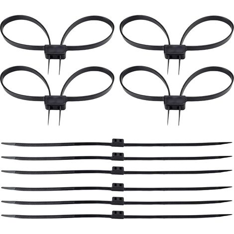 10 Pièces Serre Cable, Rilsan Noir, Double Verrouillage (1/5)