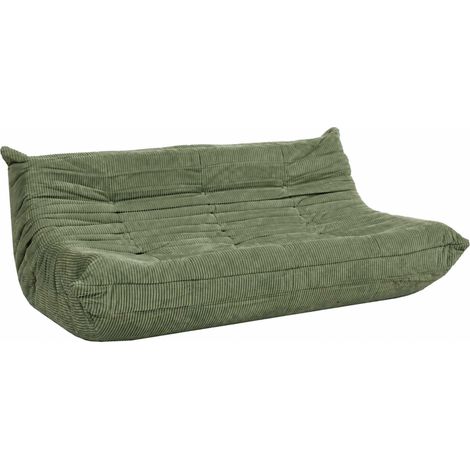 3-Sitzer Sofa HHG-926, Dreisitzer 3er-Sofa Couch Polster-/Loungesofa Stoff Cord (300g/m²) 175cm grün (1/5)