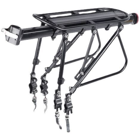 Porte-Bagages de Montagne, Porte-Bagages à Dégagement Rapide avec Réflecteur, Porte-Bagages Arrière VTT Réglable, Porte-Bagages Arrière de Vélo à Double Tige de Support, Max 100 kg (1/3)