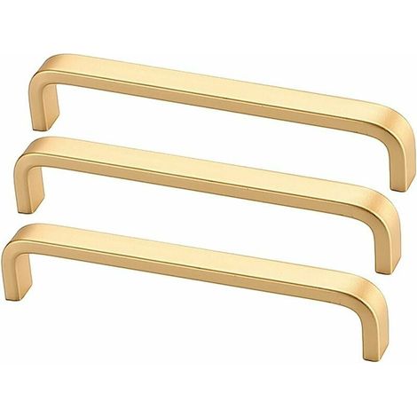 Maniglie dorate per mobili da cucina, mobili da camera da letto, cassetti guardaroba, pomelli per mobili (3 pezzi, interasse fori 128 mm) (1/5)