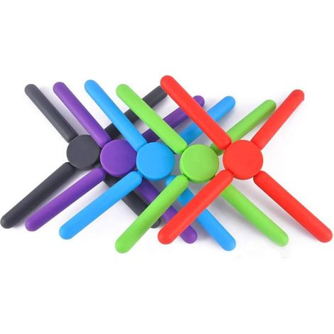 lot De 5 Tapis En Silicone Antidrapants Pliables Durables (diffrentes Couleurs) - Tapis Rsistant La Chaleur / Schoir / Sous-verre Pour Tasses, Ca (1/5)