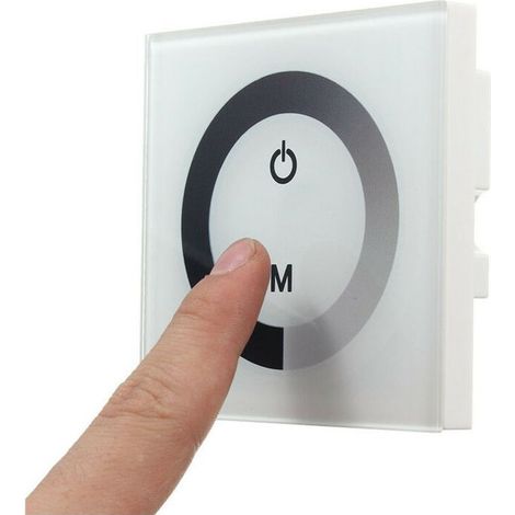 Panneau contrôleur mural tactile LED DC 12-24V avec Commutateur gradateur de changement de luminosité pour réglage lumières (Couleur : Blanc) (1/5)