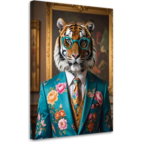 Tabelau sur Toile, Tigre en costume coloré glamour,20x30 (1/4)