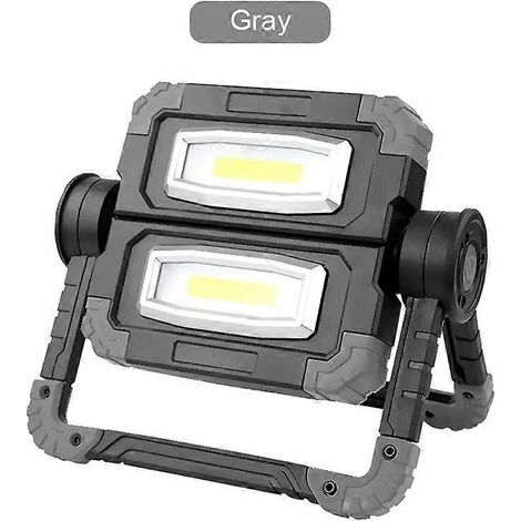 Lampe de travail portable à LED COB, pliable et rotative, lanterne de chasse et de camping d'extérieur, 3 modes, projecteur étanche, fonctionne avec des piles AA, grise (1/5)