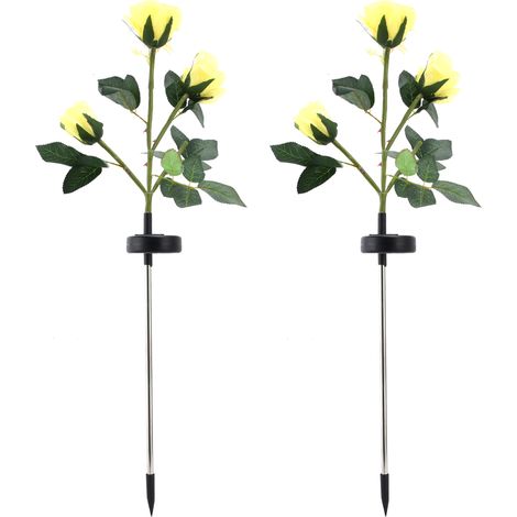 2 rosa, wasserdichte, blumenförmige LED-Solarleuchten