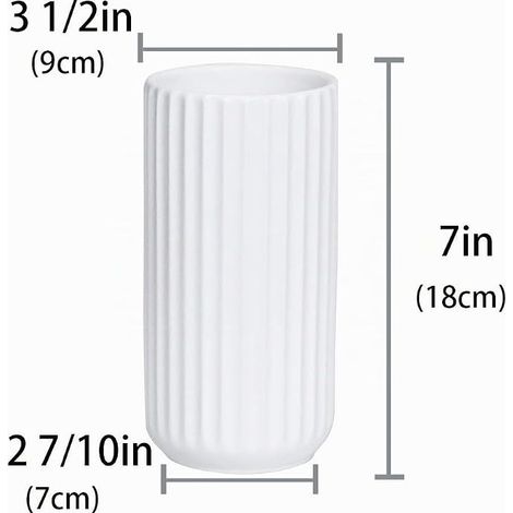 18 cm White Ceramic Flower Vase Decorative Vases Design for Home, Party, Wedding Centerpiece (1/4)