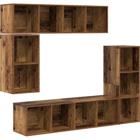 Maison Exclusive - TV-Schrankset Wandmontiert 4 pcs Altholz Holzw