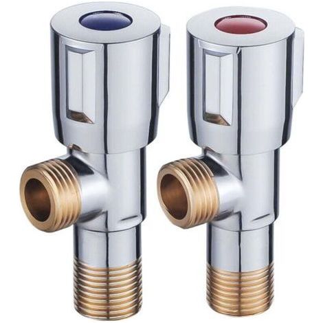 Robinet triangulaire en cuivre pour chauffe-eau chaude et froide, 1 entrée, 2 sorties, robinet d'alimentation en eau domestique 4 voies (1/4)