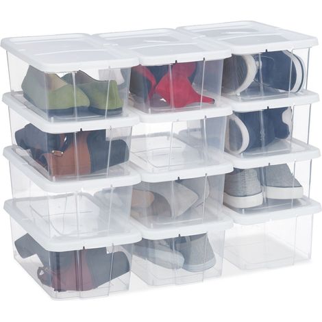 Cajas de zapatos de plástico, juego de 12