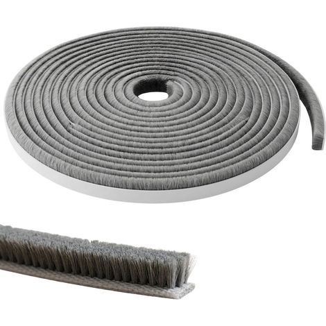 5m Joint à brosse gris 4mm Auto-adhésif + Découpable Coupe-courant d'air, protection contre le froid, moustiquaire pour fenêtres, portes, armoire