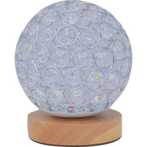 SABIR Lampe de table en cristal, lampe de chevet décorative en cristal pour la chambre à coucher, le salon, la chambre d'amis, argenté (1/5)
