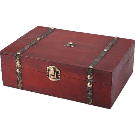 Boîte à bijoux vintage en bois, style rétro, idéale pour ranger et offrir. (1/5)