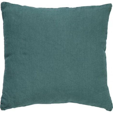 LINN - Coussin décoratif 45x45 cm - 100% lin - Coloris uni - Vert sauge - Coussin intérieur inclus - Coussins de luxe pour salon et canapé (1/3)