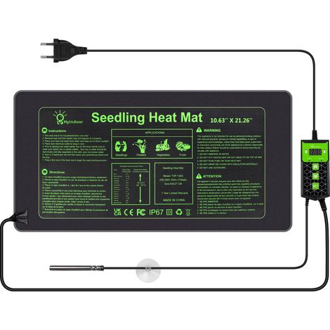 Heizmatte mit Thermostat wasserdichte Sämling Wärmematte Heizmatte Pflanzen Heizkissen für Sämling Germination Innengarten Gewächshaus, 27 x 50cm