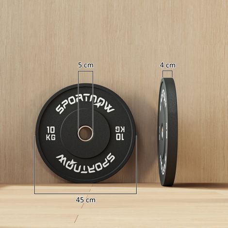 Dischi da pesi 10 kg, set da 2, Ø 50 mm, in gomma nera HAVRYA (1/5)