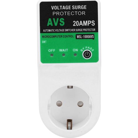 Prise de protection contre les variations de tension 20 A : protection contre les sous-tensions et les surtensions avec voyant lumineux pour appareils électroménagers, prise UE (1/5)
