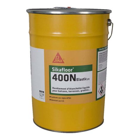 Revêtement d'étanchéité Sikafloor 400N elastic gris – seau de 17kg – membrane imperméable pour balcons et terrasses – résine polyuréthanne