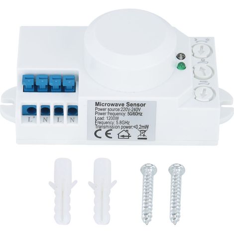 Détecteur de mouvement à radar micro-ondes 5.8GHz, interrupteur automatique pour éclairage, AC 220V-240V, capteur de présence corporelle. (1/5)