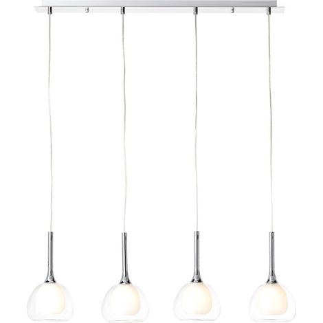 BRILLIANT Lampe Hadan Pendelleuchte 4flg chrom/weiß-transparent 4x D45, E14, 40W, geeignet für Tropfenlampen (nicht enthalten) In der Höhe einstellbar / Kabel kürzbar (1/5)