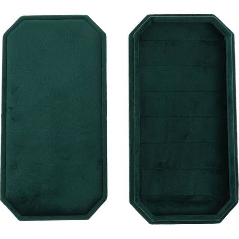 Boîte à Bijoux Verte à Couvercle Coulissant, Grand Format, Compartiments (1/5)