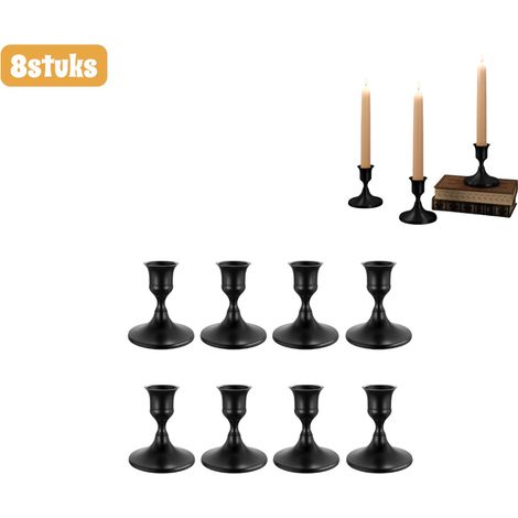 Un lot de 8 coniques pour salle à manger centrale, cheminées, mariages et festivals. Parfait de Noël, parfait de la Saint-Valentin ou un dîner aux chandelles. Noir. (1/5)