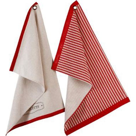 Lot de 2 Torchons de Cuisine "Poulette" 70cm Multicolore (1/5)
