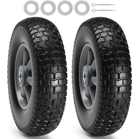 VEVOR Ruota con Pneumatico Run-Flat in PU Solido, 10", Confezione da 2, Carico Dinamico 180 lb, Carico Statico 220 lb, Pneumatici Tubeless e Ruote Flat Free per Carrello a Mano, Carrello Multiuso
