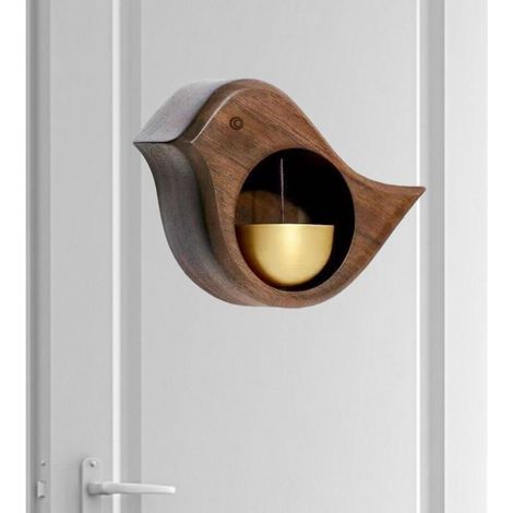 BelleRise - Sonnette magnétique en bois, sonnette magnétique en forme d'oiseau, panneau d'avertissement à ventouse pour l'entrée d'un magasin (1/5)