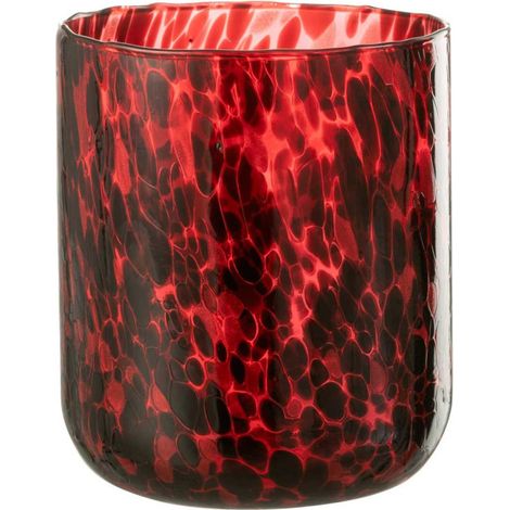Photophore en Verre Tacheté "Preston" 20cm Rouge (1/5)