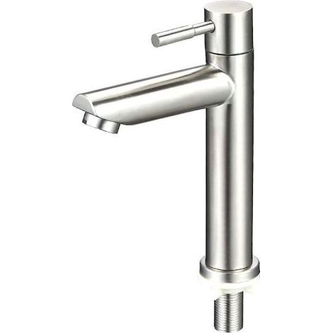 1 robinet de lavabo, hauteur de bec 150 mm, levier unique carré, finition mate, acier inoxydable, pour salle de bain (1/3)