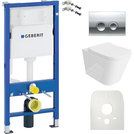 GEBERIT WC Set mit Vorwandelement, Wand-WC und Spülknopf (1/5)