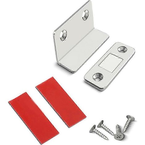 Loquet magnétique en forme de L pour armoire, fermeture magnétique argentée (1/5)