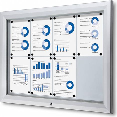 Bacheca da Esterno con Apertura a Ribalta 102,5x76x4,7 cm in Alluminio con Led Silver (1/5)