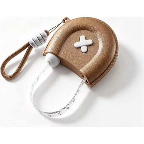 Ruban mesure corporel automatique rétractable marron-blanc, portable double face pour tour de taille, poitrine et hanches (1/5)