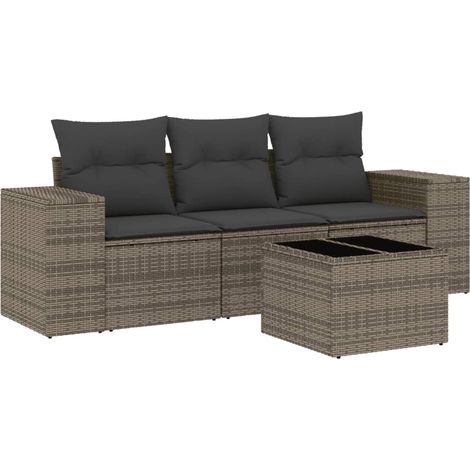 Maison Exclusive - 4-tlg. Garten-Sofagarnitur mit Kissen Grau Pol