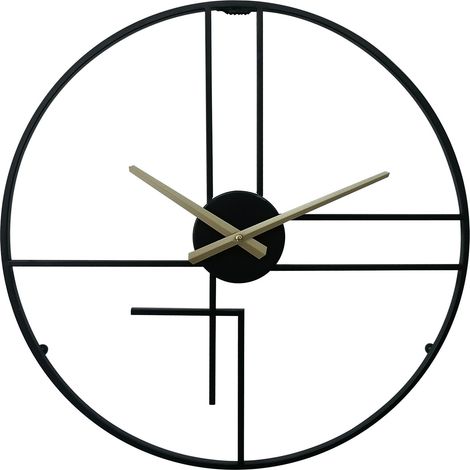 Rebecca Mobili Reloj de Pared Moderno Metal Negro Amarillo Diseño Minimalista para Hogar Oficina (1/5)