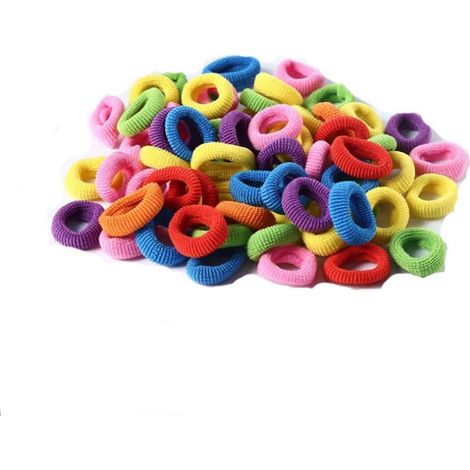 100 Élastiques à cheveux, sans pli, multicolores, extensibles, pour filles (1/5)