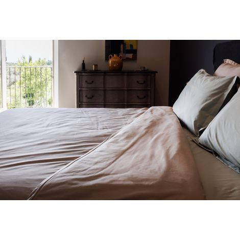 Drap housse percale pur coton peigné longues fibres 80 fils/cm² avec bonnet de 35 cm Vent du sud - Bleu canard - 80 x 200 cm bonnet de 35 cm - Bleu canard - (1/2)