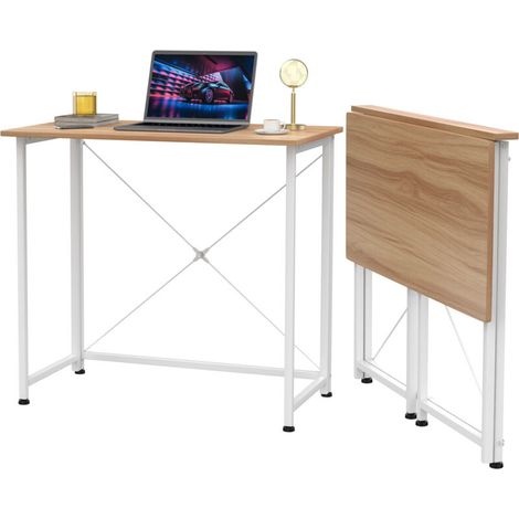– Bureau pliable 80x45cm – Table pliante pour petits espaces – Pieds en métal pour stabilité – Prêt à l'emploi, rangement facile (1/5)