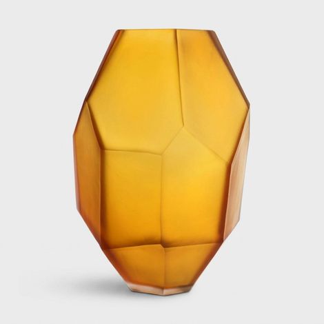 Vaso decorativo in vetro Made in Italy h.30 cm Ice - Giallo (1/2)