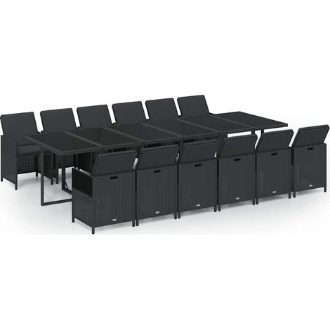 Maison Exclusive - 13-tlg. Garten-Essgruppe mit Kissen Poly Ratta