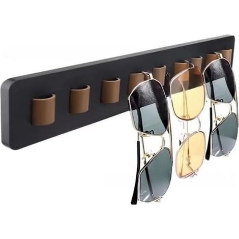 Support mural pour lunettes de soleil - Accessoires auto - Porte-lunettes - Étagère de rangement - Cadre à lunettes en bois - Étagère murale - Étagère de rangement pour lunettes - 40 x 5,5 cm - Noir - (1/5)