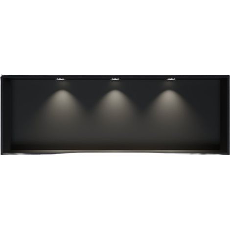 Wandnische Edelstahl Bernstein NT309010X mit LED-Spot 30x90x10 cm Schwarz 3x Spot Einbaurahmen Chrom