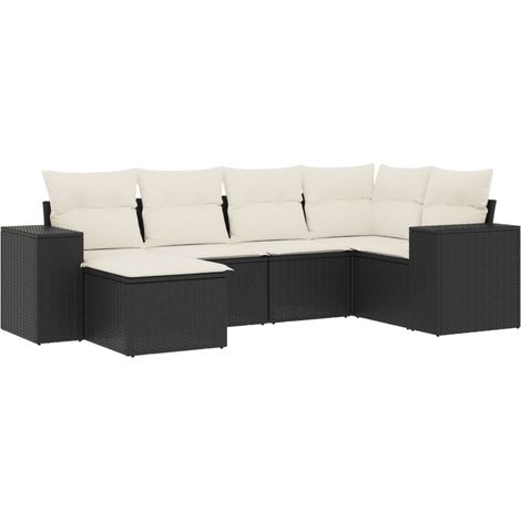 Set de sofás de jardín 6 piezas y cojines ratán sintético negro vidaXL (1/5)