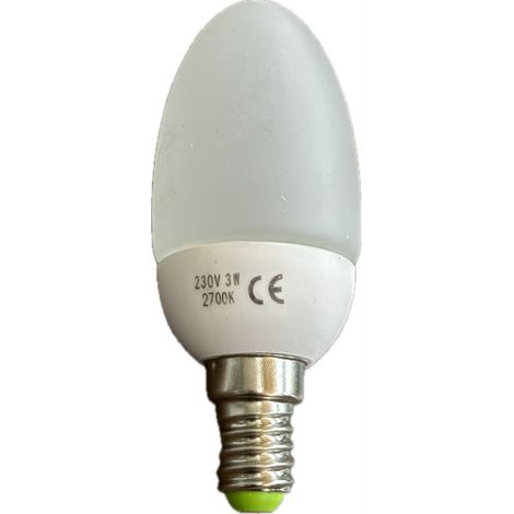 Ampoule LED 3W ogive 90x37mm blanc chaud 2700K 240lm culot E14 céramique 230V verre dépoli LUSTILIGHT TI043-BTC (1/2)
