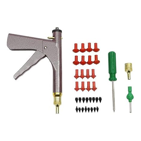 Kit de Réparation de Pneus sans Chambre à Air avec Pistolet Equipé de Bouchons Champignons pour Réparer Les Crevaisons et Les Flats sur Voitures, Motos, VTT, Camions et Tracteurs (1/5)