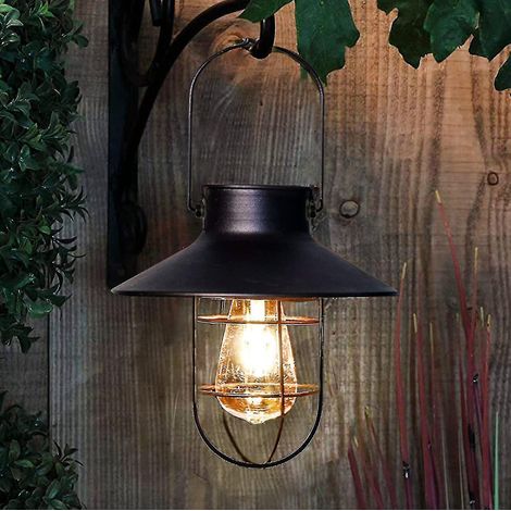 Hängende Solarlaterne für den Außenbereich, Solarlampe aus Metall mit warmweißer Edison-Glühbirne für den Garten. (1/5)