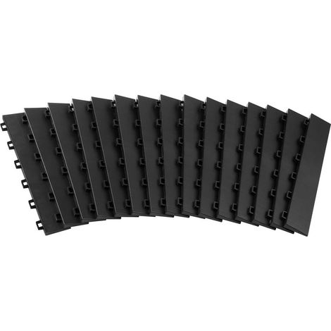 Bordures Femelles Dalle de Sol Garage Lot de 15 Bordures Finition PP Antidérapant Noir 305x60x12,1mm Dalles 6 Verrous (1/5)