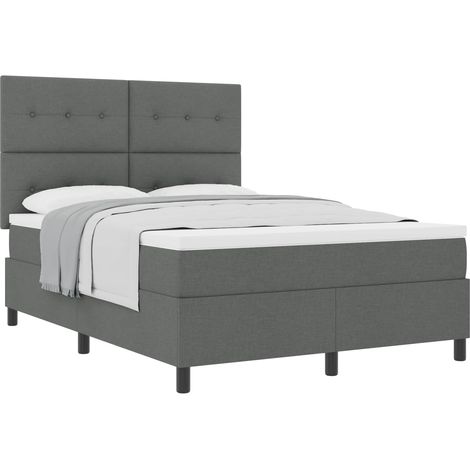 Maison Exclusive - Letto a molle con materasso Grigio scuro 140 x 190 cm Tessuto