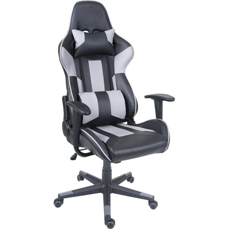 Silla de oficina HHG-540, silla de escritorio silla gaming silla ejecutiva silla giratoria, polipiel, negro/gris